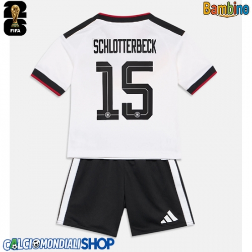 Maglie da calcio Germania Nico Schlotterbeck #15 Prima Maglia Bambino Mondiali 2026  Manica Corta + Pantaloni corti)